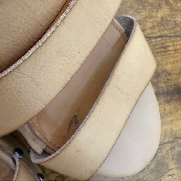 J.Crew Tan Strap Sandals Block Heel Ankle Strap Faux Leather Boho 70s Style Sz 9 - Picture 7 of 10